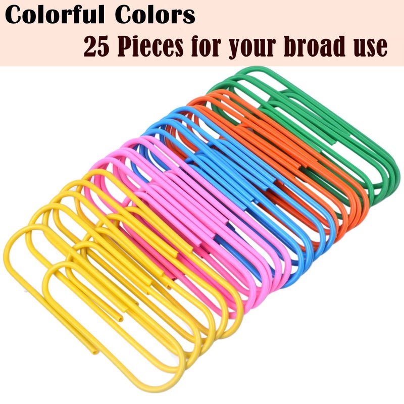 BronaGrand 4 Inch Extra Large Paper Clips Vinyl Coated, 25 Pieces Jumbo Giant Paper Clip,Mixed Colors - Image 3